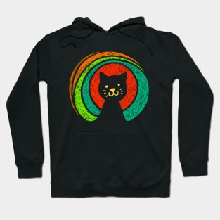 Open Source Cat Face Rainbow Colors On Dark Back Hoodie